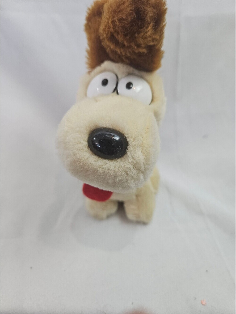 Vintage Odie Dog Toy with Brown Ears and Black Tail